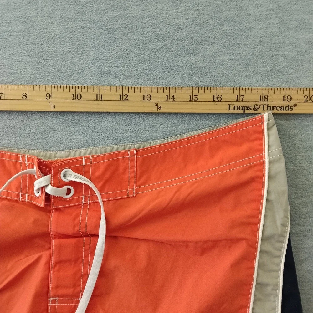 Polo Sport Ralph Lauren Mens Orange Navy Colorblock Board Shorts Swim Trunks 36